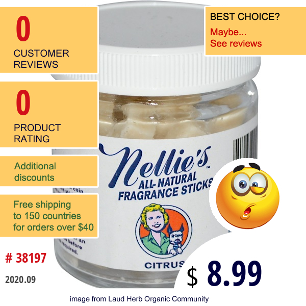 Nellie'S, Fragrance Sticks, Citrus, 10 Sticks  