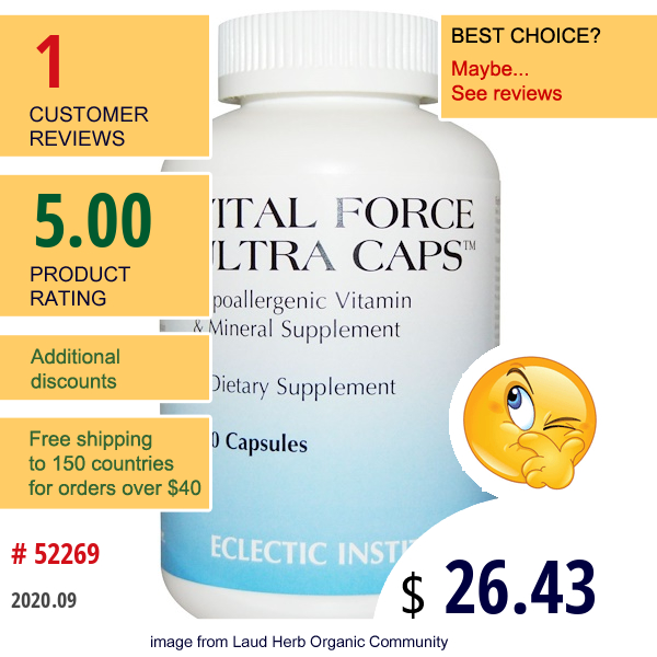 Eclectic Institute, Vital Force Ultra Caps, 240 Capsules  