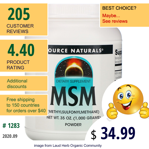 Source Naturals, Msm Powder, 35 Oz (1,000 G)