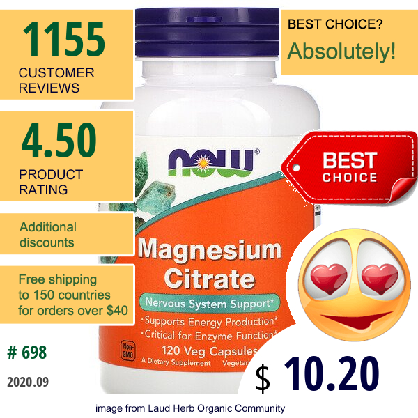 Now Foods, Magnesium Citrate, 120 Veg Capsules