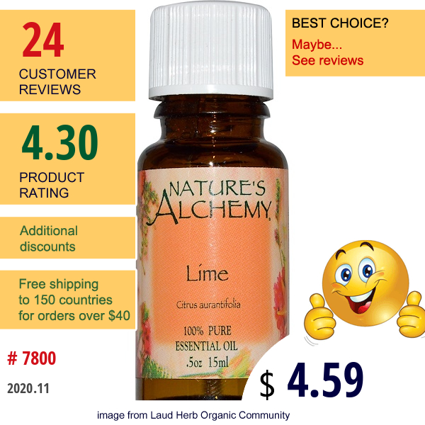 Nature'S Alchemy, Lime, Essential Oil, .5 Oz (15 Ml)  