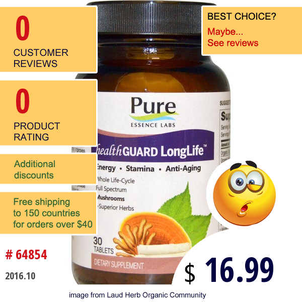 Pure Essence, Health Guard Long Life, 30 Tablets