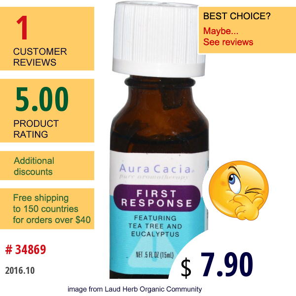 Aura Cacia, First Response, .5 Fl Oz (15 Ml)  