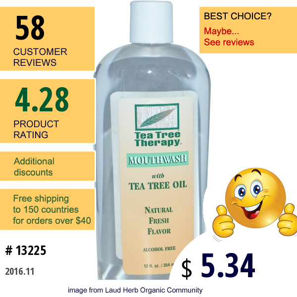 Tea Tree Therapy, Mouthwash, With Tea Tree Oil, 12 Fl Oz (354 Ml)