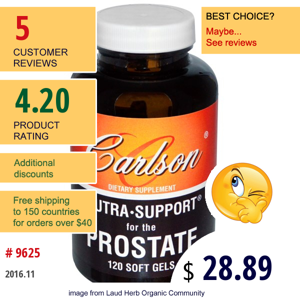 Carlson Labs, Nutra•support For The Prostate, 120 Soft Gels