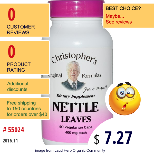 Christophers Original Formulas, Nettle Leaves, 400 Mg, 100 Veggie Caps  