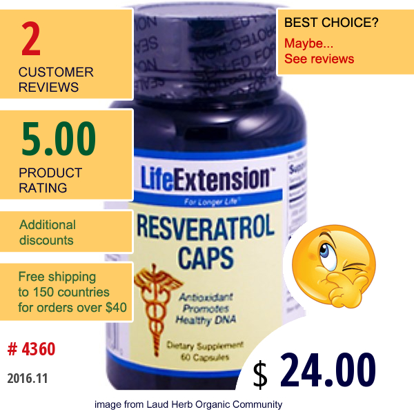 Life Extension, Resveratrol, 60 Capsules  