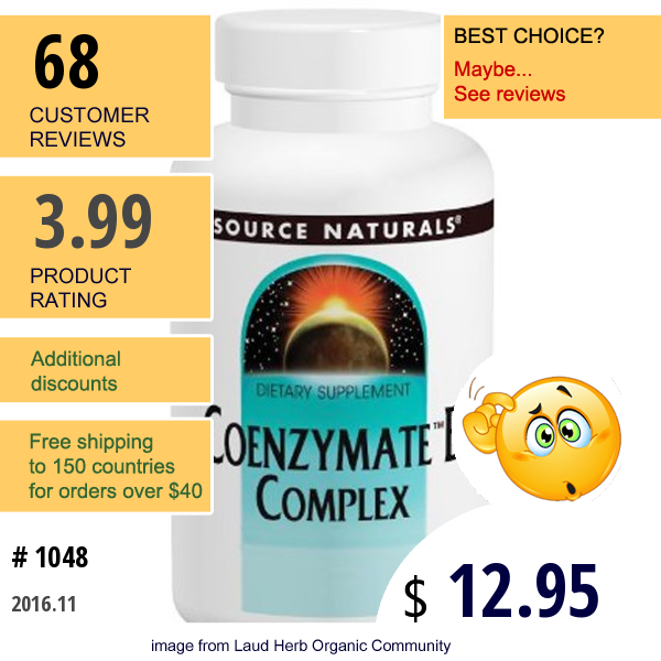 Source Naturals, Coenzymate B Complex, Orange Flavored Sublingual, 60 Tablets
