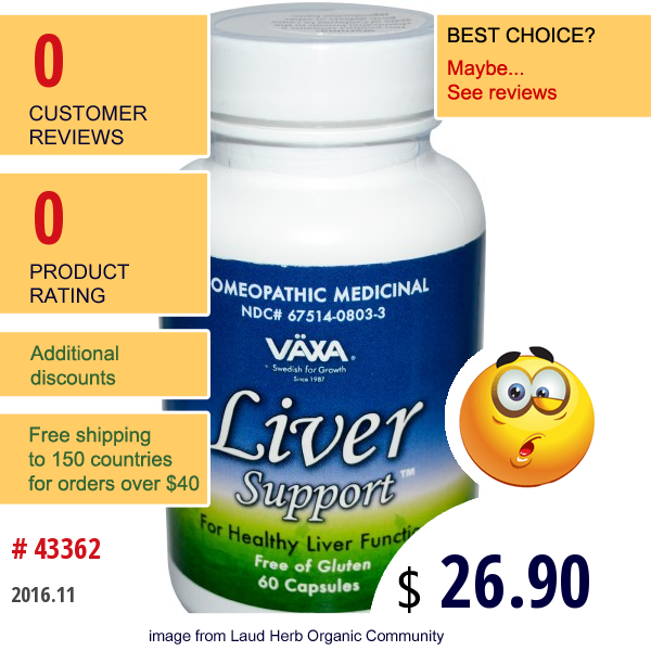 Vaxa International, Liver Support, 60 Capsules   