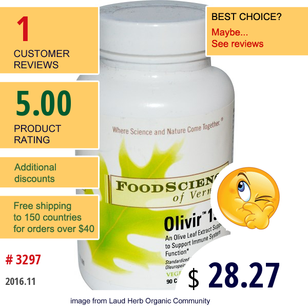 Foodscience, Olivir 15, 90 Capsules  
