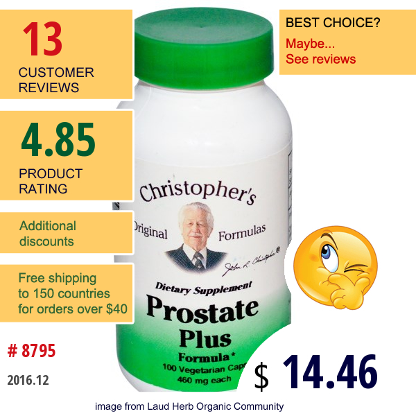 Christophers Original Formulas, Prostate Plus Formula, 460 Mg, 100 Veggie Caps