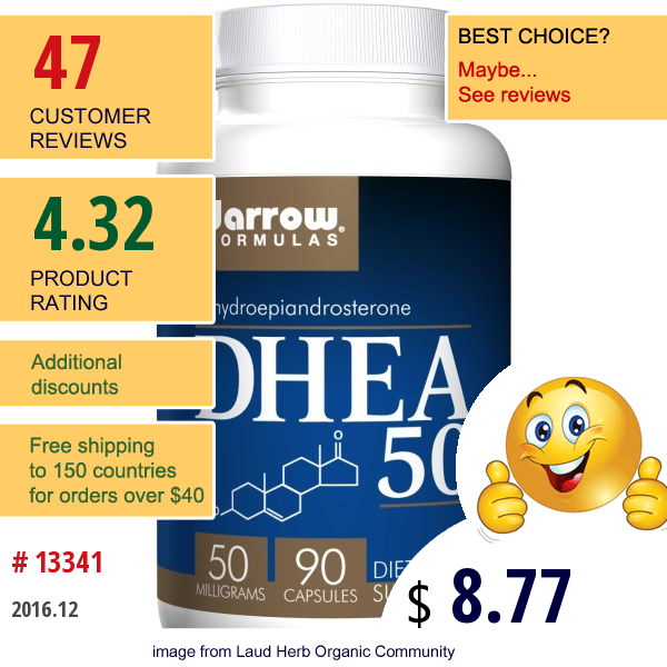 Jarrow Formulas, Dhea 50, 50 Mg, 90 Capsules