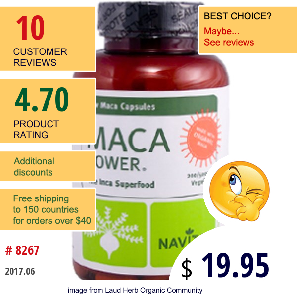 Navitas Organics, Maca Power, Raw Maca Capsules, 500 Mg, 200 Veggie Caps  