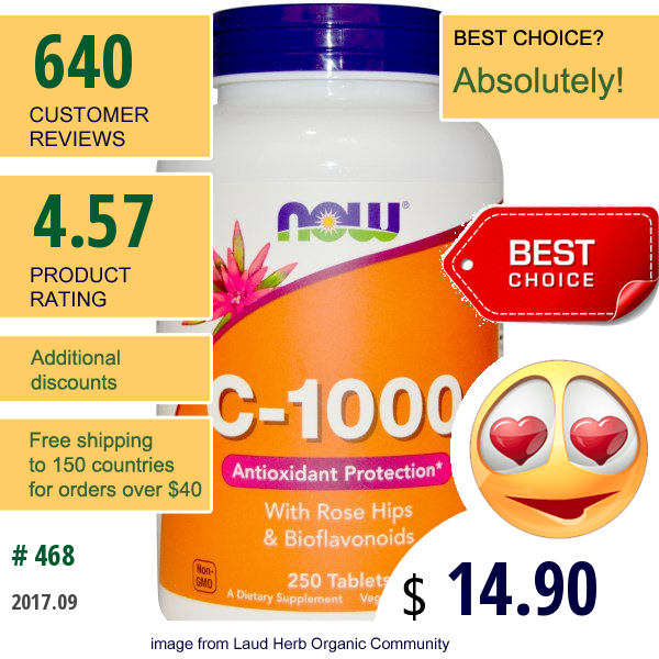Now Foods, C-1000, With Rose Hips And Bioflavonoids, 250 Tablets