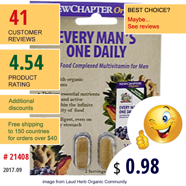 New Chapter, Organics, Every Mans One Daily, 2 Tablets  