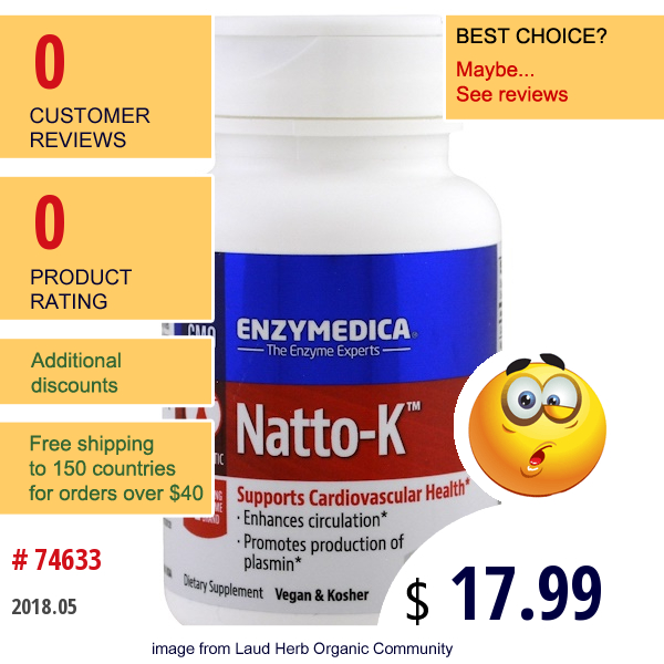 Enzymedica, Natto-K, 30 Capsules