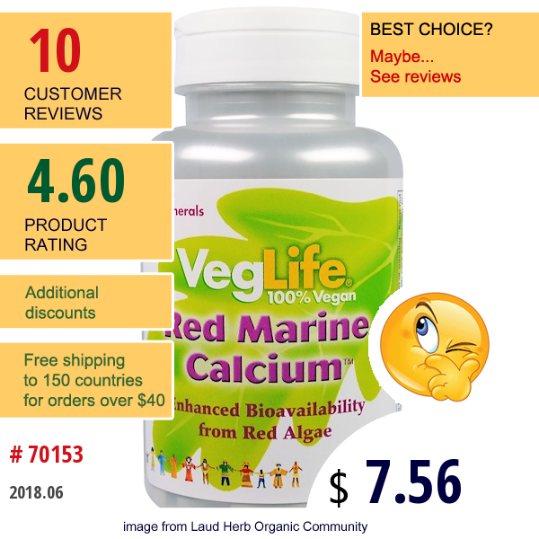 Veglife, Red Marine Calcium, 90 Tablets