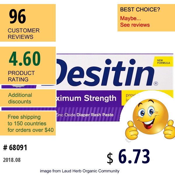 Desitin, Diaper Rash Paste,  Maximum Strength, 4 Oz (113 G)