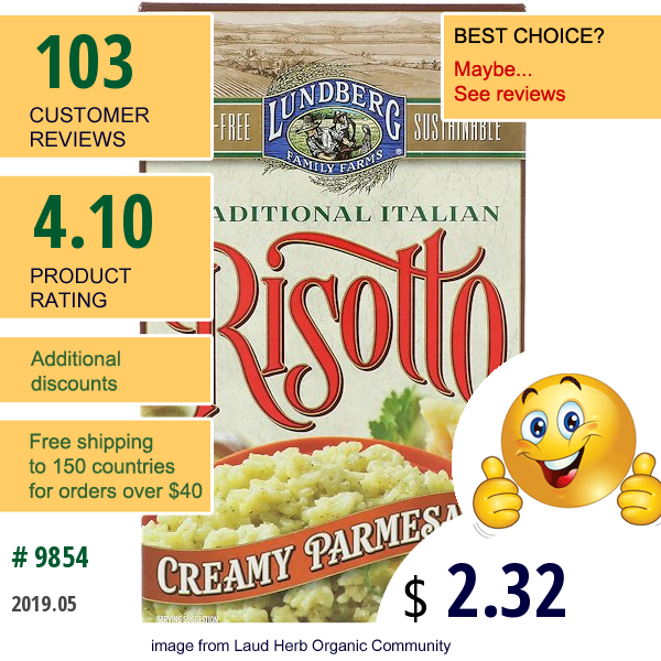 Lundberg, Risotto, Creamy Parmesan, 5.5 Oz (156 G)