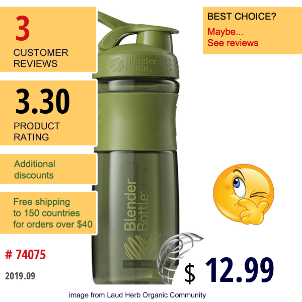 Blender Bottle, Blenderbottle, Sportmixer, Tritan Grip, Moss Green, 28 Oz  