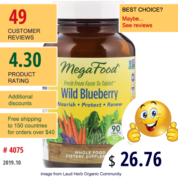 Megafood, Wild Blueberry, 90 Tablets