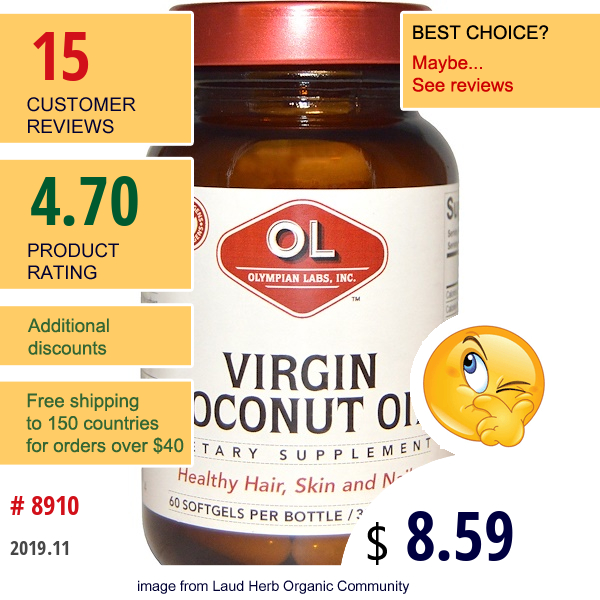 Olympian Labs, Virgin Coconut Oil, 60 Softgels  
