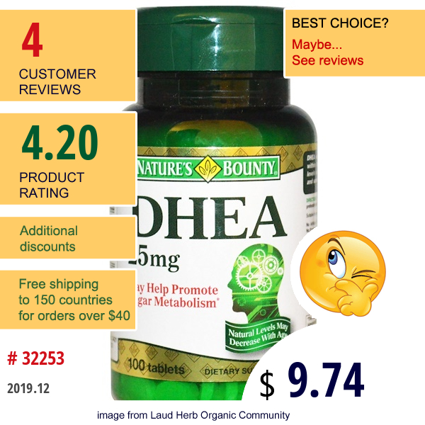 Nature'S Bounty, Dhea, 25 Mg, 100 Tablets  