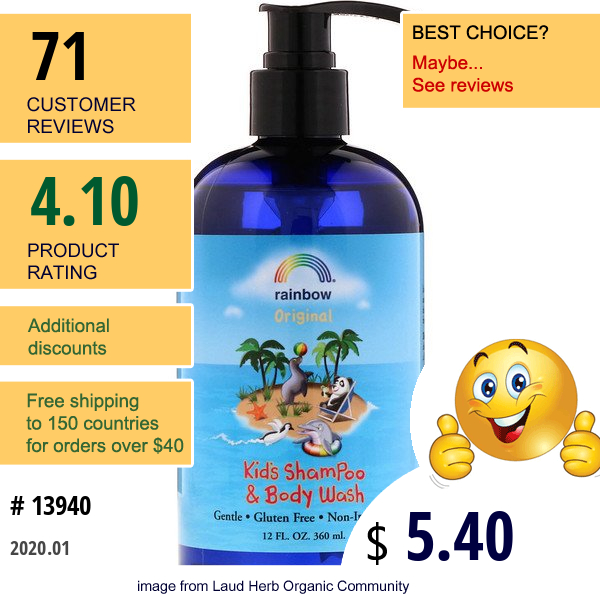 Rainbow Research, Kids Shampoo & Body Wash, Original, 12 Fl Oz (360 Ml)