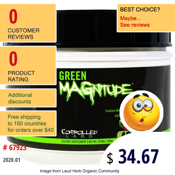 Controlled Labs, Green Magnitude, Creatine Matrix Volumizer, Juicy Watermelon, 0.9 Lbs (400 G)  