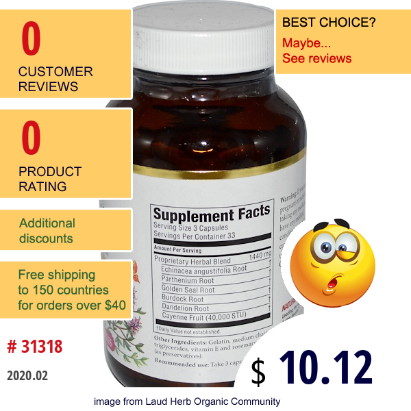 Nature'S Herbs, Echinacea-Golden Seal, 100 Capsules Nature'S Herbs, Echinacea-Golden Seal, 100 Capsules
