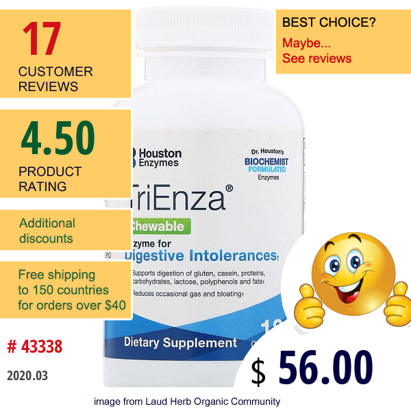 Houston Enzymes, Trienza Chewable, 180 Chewable Tablets