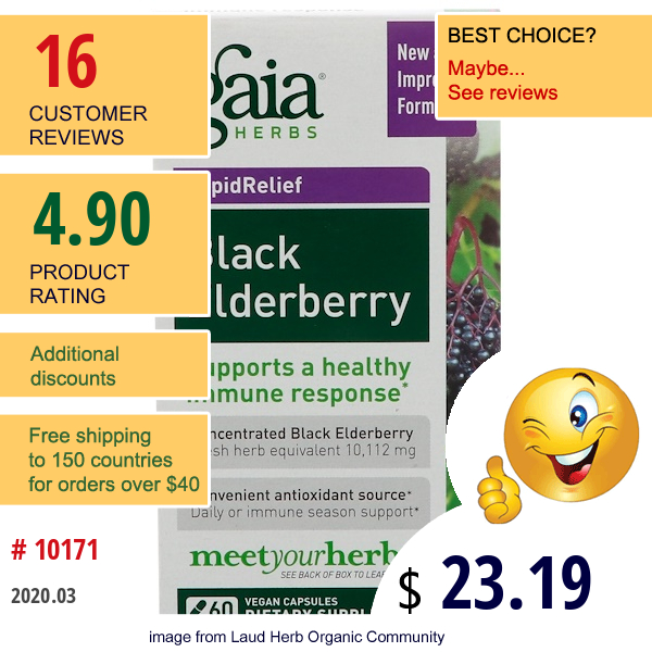 Gaia Herbs, Black Elderberry, 60 Vegan Capsules