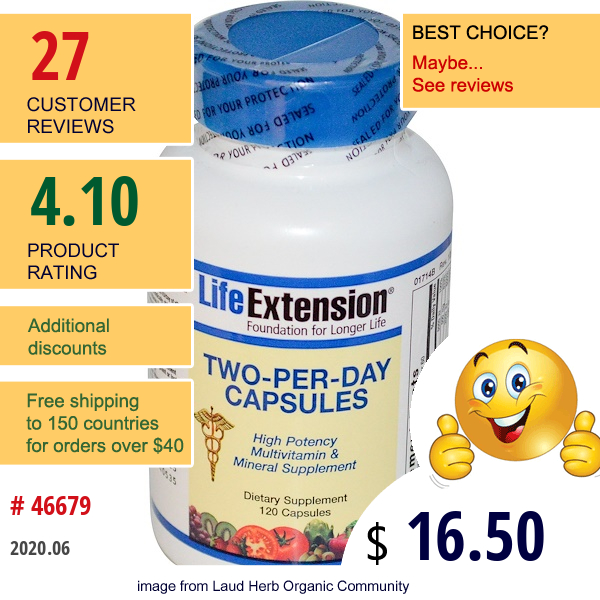 Life Extension, Two-Per-Day Capsules, 120 Capsules  