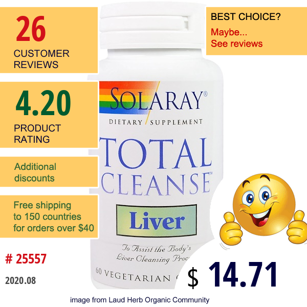 Solaray, Total Cleanse, Liver, 60 Vegetarian Capsules