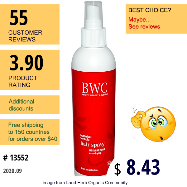Beauty Without Cruelty, Hair Spray, Natural Hold, 8.5 Fl Oz (250 Ml)  