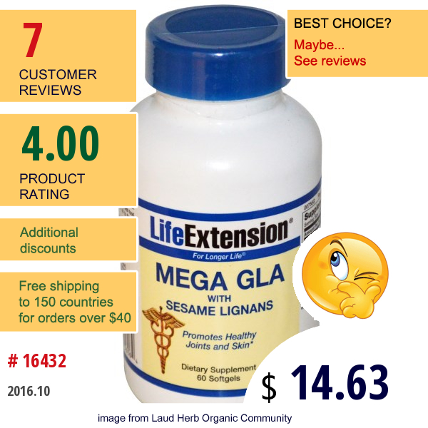 Life Extension, Mega Gla, With Sesame Lignans, 60 Softgels