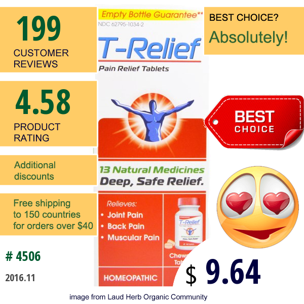 Medinatura, T- Relief, Pain Relief Tablets, 100 Tablets