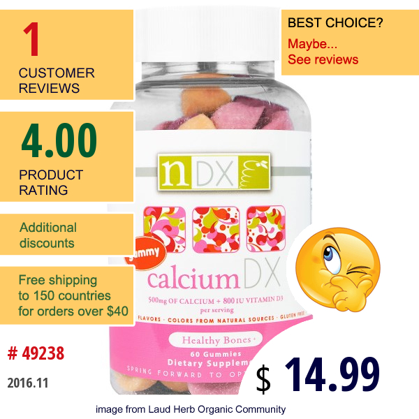 Natural Dynamix, Calcium Dx, 60 Gummies