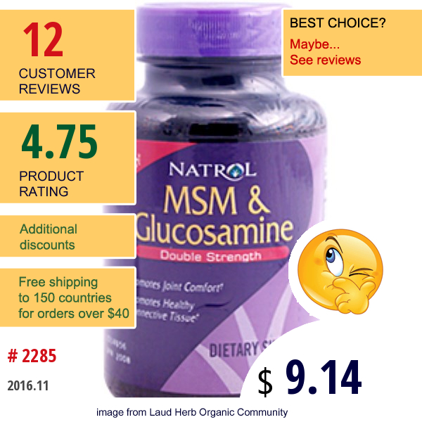 Natrol, Msm & Glucosamine, Double Strength, 60 Tablets  