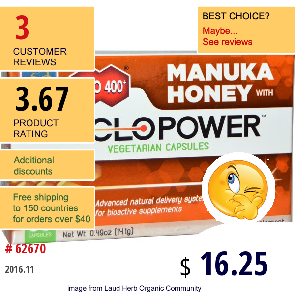 Manuka Health, Mgo 400+, Manuka Honey With Cyclopower, 30 Veggie Caps