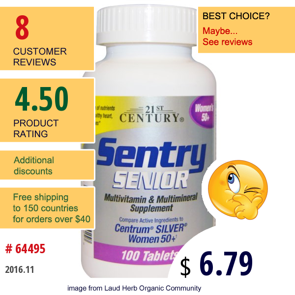 21St Century, Sentry Senior Womens 50+, 100 Tablets