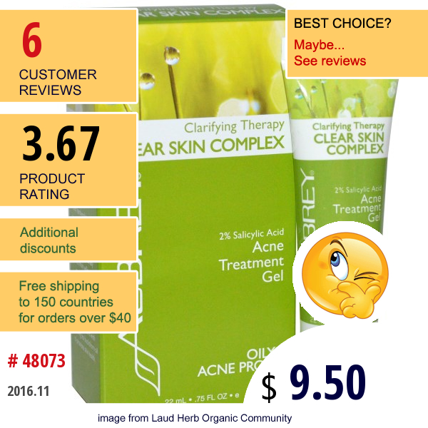 Aubrey Organics, Clarifying Therapy, Clear Skin Complex, Oily/acne Prone, .75 Fl Oz (22 Ml)  