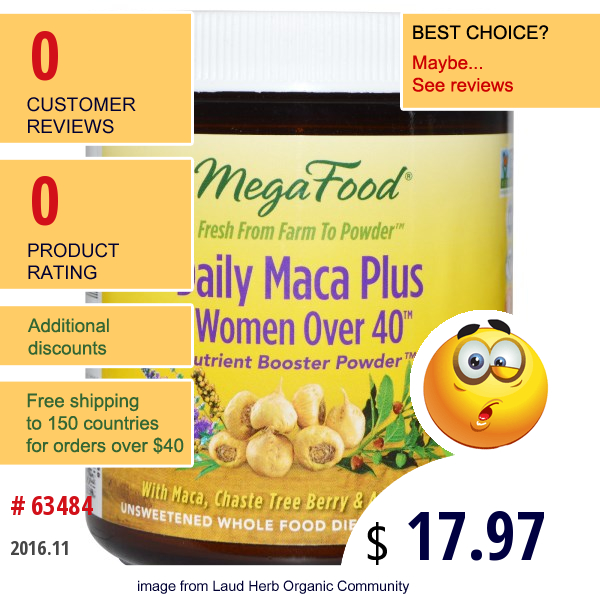 Megafood, Daily Maca Plus, Women Over 40, 1.60 Oz (45.3 G)