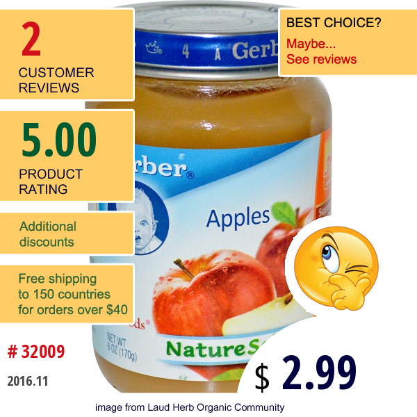 Gerber, 3Rd Foods, Natureselect, Apples, 6 Oz (170 G)  