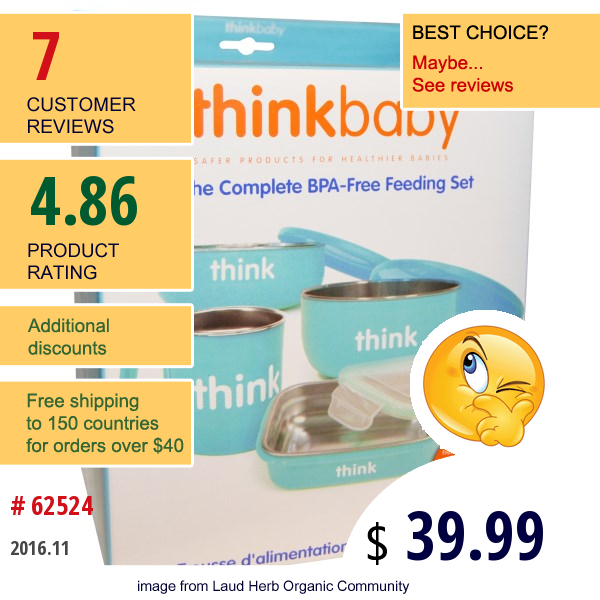 Think, Thinkbaby, The Complete Bpa-Free Feeding Set, Light Blue, 1 Set 