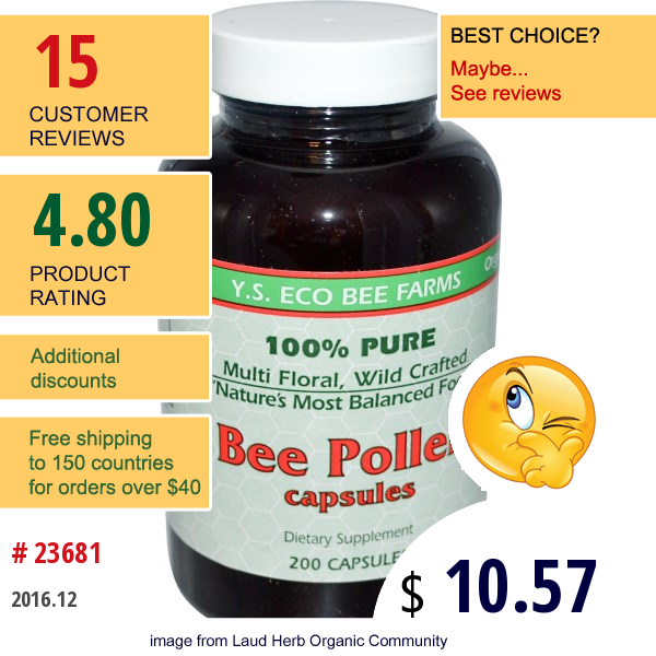 Y.s. Eco Bee Farms, Bee Pollen, 200 Capsules