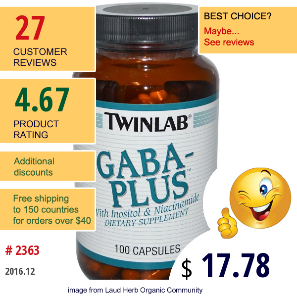 Twinlab, Gaba-Plus, With Inositol & Niacinamide, 100 Capsules