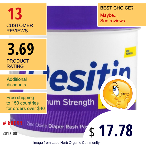 Desitin, Diaper Rash Paste, Maximum Strength, 16 Oz (454 G)