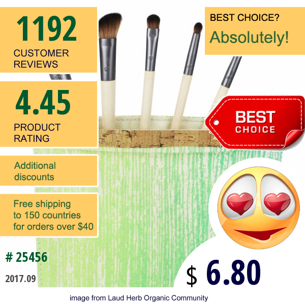 Ecotools, Six Piece Essential Eye Set, 5 Brushes, 1 Travel Bag