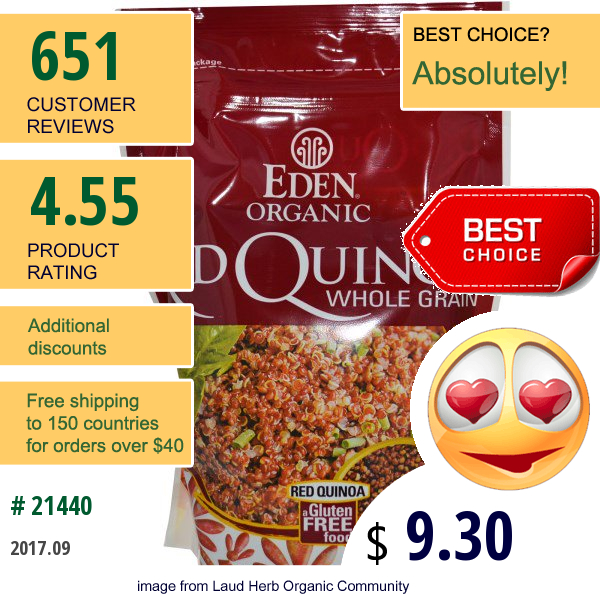 Eden Foods, Organic Red Quinoa, Whole Grain, 16 Oz (454 G)